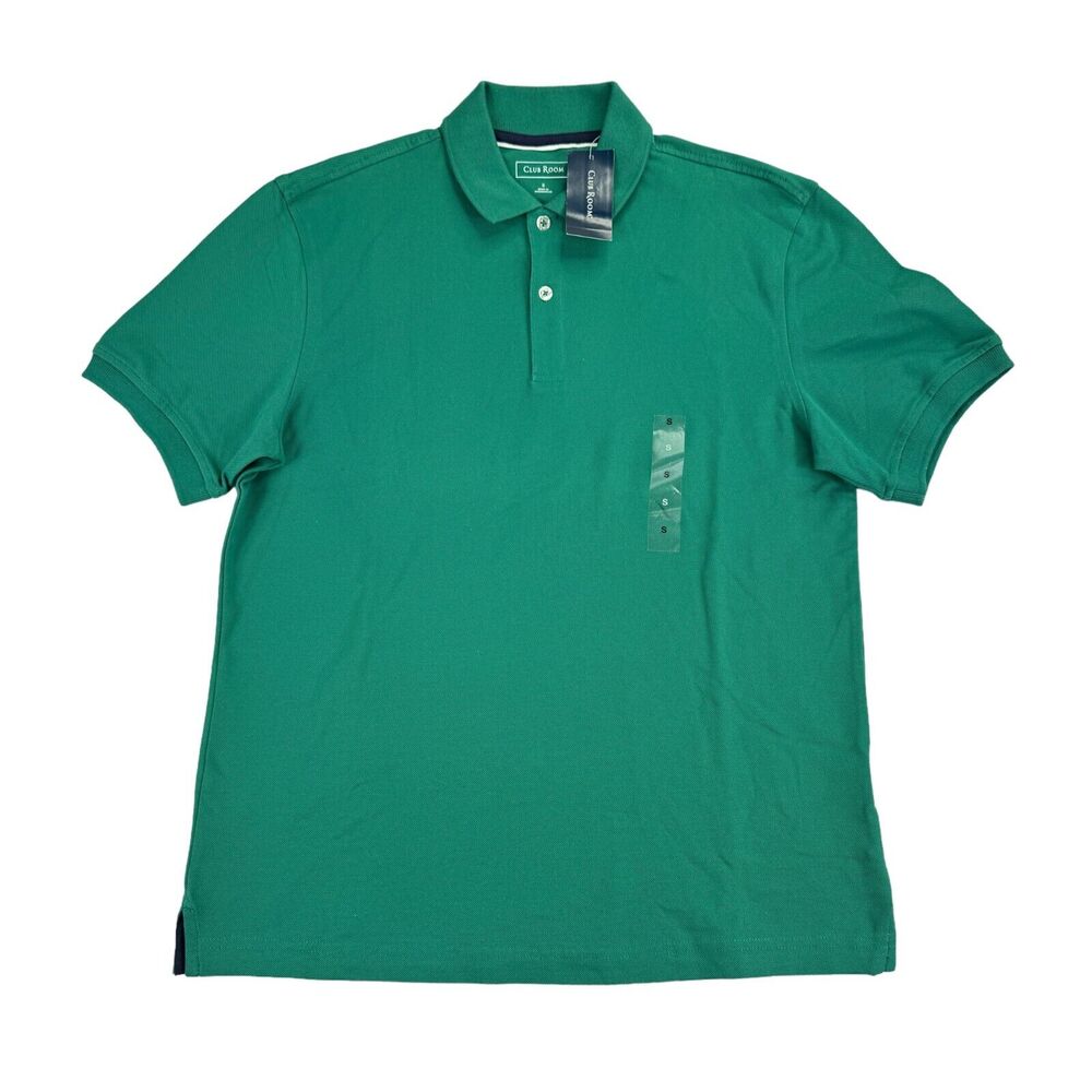 Club Room Mens Classic Fit Performance Stretch Short Sleeve Polo Shirt Green S